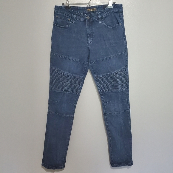 Ring of Fire Slim Mens Blue Skinny Jeans Ribbed Thighs Size 33/32 - Picture 1 of 9